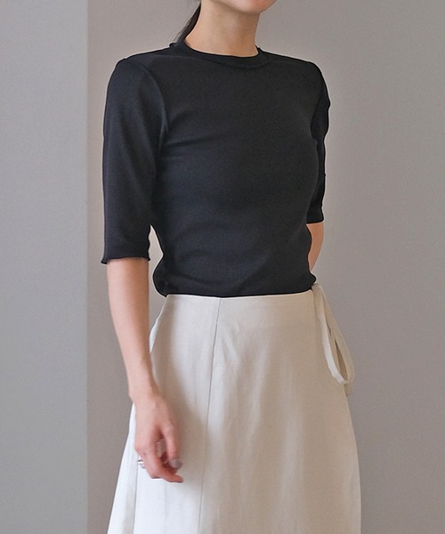 AKTE（アクテ）の「アウトロックハーフスリーブTシャツ（Tシャツ/カットソー・レディース・マルーン/ブラック/ホワイト・FREE）」の15枚目の写真