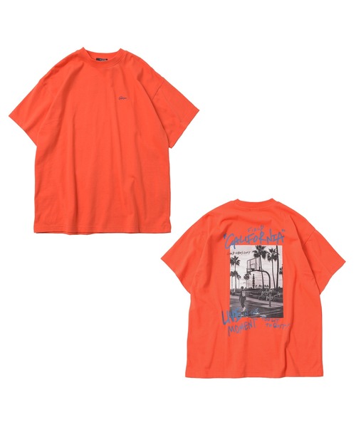 GLAZOS（グラソス）の「【大人向けサイズあり】【防汚加工】リゾートバックプリント半袖Tシャツ（Tシャツ/カットソー・キッズ・ネイビー/オートミール/オレンジ/ライトブルー・160cm/170cm/150cm/140cm）」の4枚目の写真