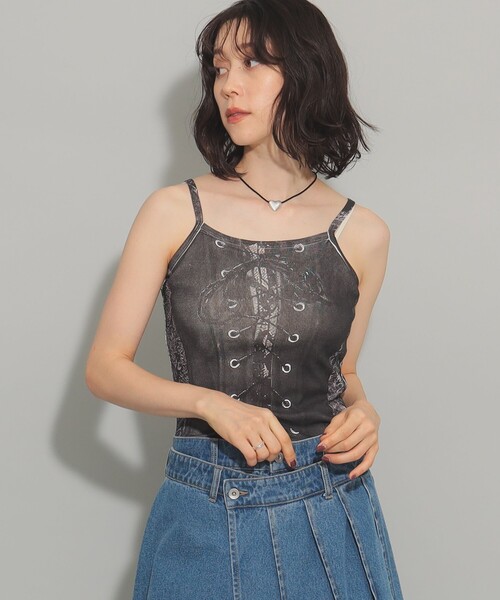 Ray BEAMS（レイビームス）の「Available Today /  ランジェリー キャミソール（Tシャツ/カットソー・レディース・ブラック/ピンク/レッド・ONE SIZE）」の6枚目の写真