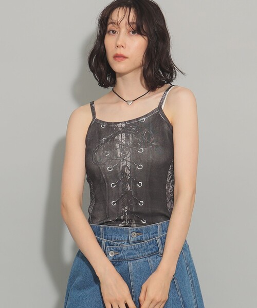 Ray BEAMS（レイビームス）の「Available Today /  ランジェリー キャミソール（Tシャツ/カットソー・レディース・ブラック/ピンク/レッド・ONE SIZE）」の7枚目の写真