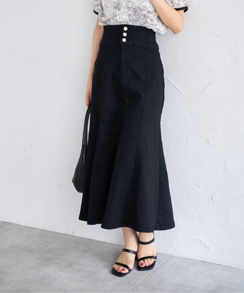 tocco closet(トッコ クローゼット)の「【ZOZO限定】フロントボタンデニムマーメイドスカート(スカート・レディース・ブラック/グレー/ブルー・M)」の2枚目の写真