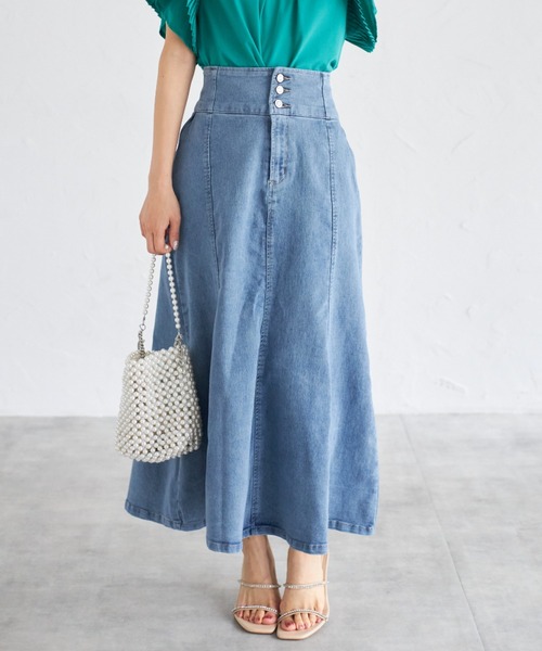 tocco closet(トッコ クローゼット)の「【ZOZO限定】フロントボタンデニムマーメイドスカート(スカート・レディース・ブラック/グレー/ブルー・M)」の11枚目の写真
