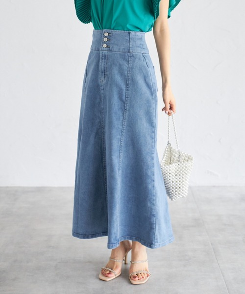 tocco closet(トッコ クローゼット)の「【ZOZO限定】フロントボタンデニムマーメイドスカート(スカート・レディース・ブラック/グレー/ブルー・M)」の12枚目の写真