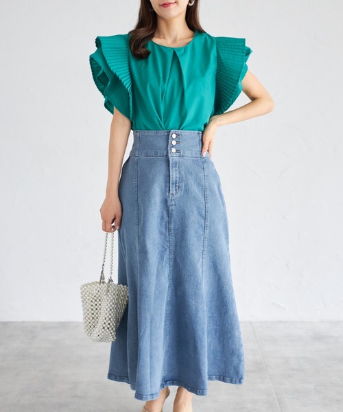 tocco closet(トッコ クローゼット)の「【ZOZO限定】フロントボタンデニムマーメイドスカート(スカート・レディース・ブラック/グレー/ブルー・M)」の14枚目の写真
