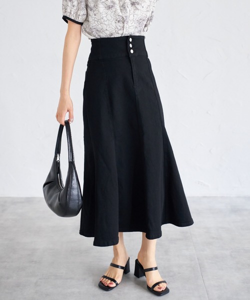 tocco closet(トッコ クローゼット)の「【ZOZO限定】フロントボタンデニムマーメイドスカート(スカート・レディース・ブラック/グレー/ブルー・M)」の6枚目の写真