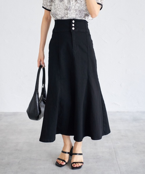 tocco closet(トッコ クローゼット)の「【ZOZO限定】フロントボタンデニムマーメイドスカート(スカート・レディース・ブラック/グレー/ブルー・M)」の4枚目の写真