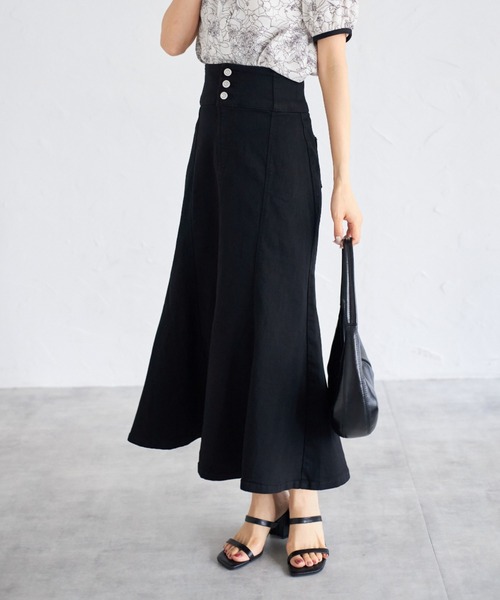 tocco closet(トッコ クローゼット)の「【ZOZO限定】フロントボタンデニムマーメイドスカート(スカート・レディース・ブラック/グレー/ブルー・M)」の7枚目の写真