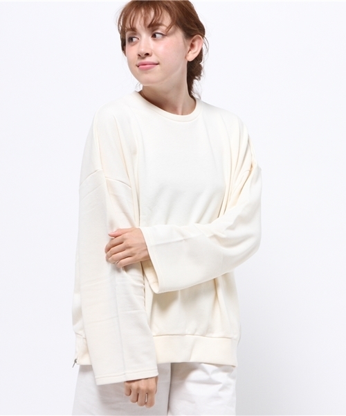 WEGO（ウィゴー）の「WEGO/ワイドスリーブプルオーバー（スウェット・レディース・ブラウン/アイボリー/杢グレー・FREE）」の4枚目の写真