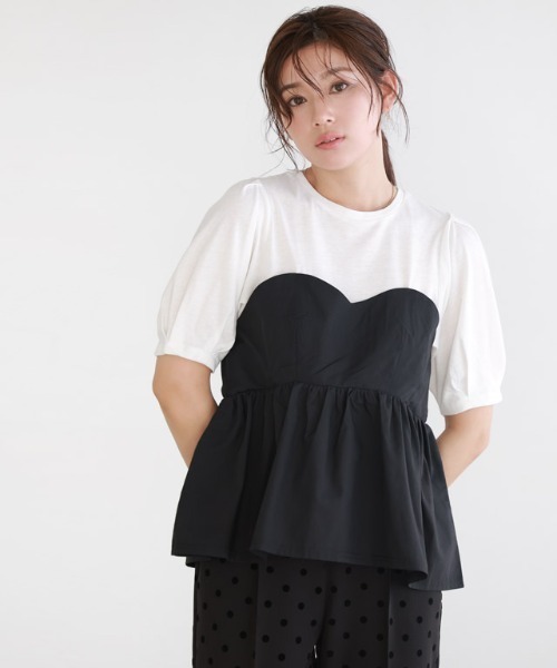 Pierrot(ピエロ)の「ビスチェドッキングプルオーバー(Tシャツ/カットソー・レディース・ホワイト系その他/ブラック×ブラック/ホワイト×ブラック・L/M)」の2枚目の写真