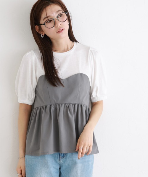 Pierrot(ピエロ)の「ビスチェドッキングプルオーバー(Tシャツ/カットソー・レディース・ホワイト系その他/ブラック×ブラック/ホワイト×ブラック・L/M)」の3枚目の写真