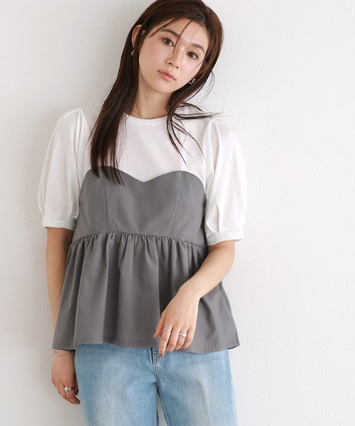 Pierrot(ピエロ)の「ビスチェドッキングプルオーバー(Tシャツ/カットソー・レディース・ホワイト系その他/ブラック×ブラック/ホワイト×ブラック・L/M)」の5枚目の写真