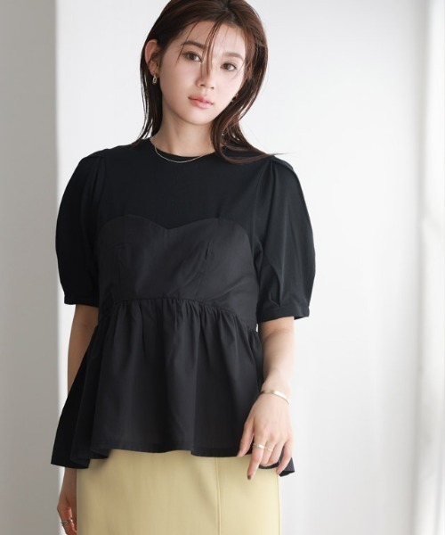 Pierrot(ピエロ)の「ビスチェドッキングプルオーバー(Tシャツ/カットソー・レディース・ホワイト系その他/ブラック×ブラック/ホワイト×ブラック・L/M)」の15枚目の写真