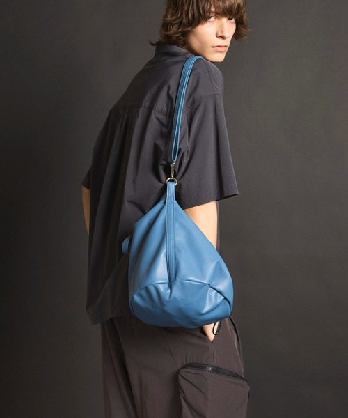 UNISEX》【EX】Vegan Leather Effect Shoulder Drawstring Bag 
