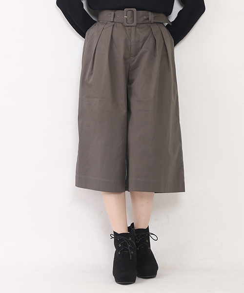 one after another NICE CLAUP（ワンアフターアナザーナイスクラップ）の「★【mer11月号掲載 ナイスクラップ】ベルト付ガウチョパンツ　（その他パンツ・レディース・キャメル/アイボリー/チェック/カーキ/ネイビー・FREE）」の3枚目の写真