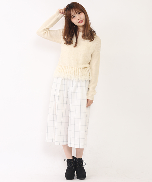 one after another NICE CLAUP（ワンアフターアナザーナイスクラップ）の「★【mer11月号掲載 ナイスクラップ】ベルト付ガウチョパンツ　（その他パンツ・レディース・キャメル/アイボリー/チェック/カーキ/ネイビー・FREE）」の22枚目の写真