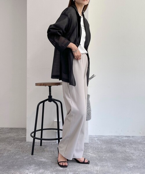 fredy emue（フレディエミュ）の「リブ リラックスパンツ（その他パンツ・レディース・ベージュ/ブラック/チャコールグレー・36/38）」の6枚目の写真