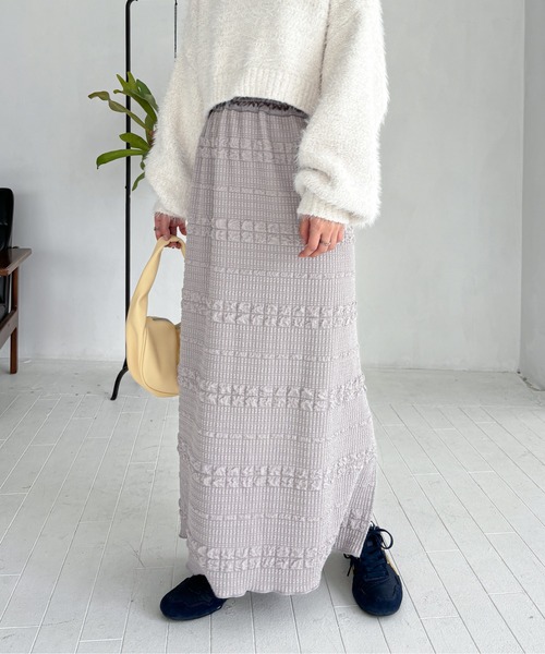 EPIMI E'PIMMY(エピミエピミー)の「前後2WAYジップジャガードナロースカート(スカート・レディース・アイボリー/グレー/ブラック・MEDIUM)」の3枚目の写真