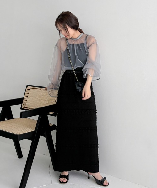 EPIMI E'PIMMY(エピミエピミー)の「前後2WAYジップジャガードナロースカート(スカート・レディース・アイボリー/グレー/ブラック・MEDIUM)」の7枚目の写真