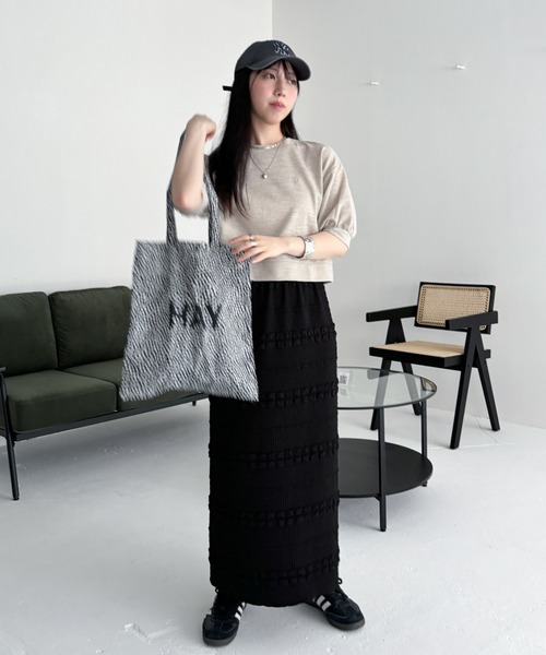 EPIMI E'PIMMY(エピミエピミー)の「前後2WAYジップジャガードナロースカート(スカート・レディース・アイボリー/グレー/ブラック・MEDIUM)」の8枚目の写真