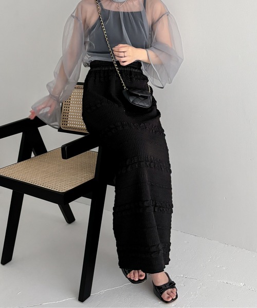 EPIMI E'PIMMY(エピミエピミー)の「前後2WAYジップジャガードナロースカート(スカート・レディース・アイボリー/グレー/ブラック・MEDIUM)」の5枚目の写真