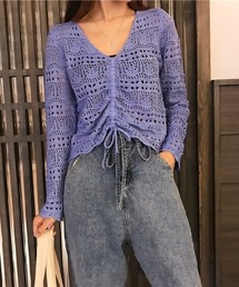 シャーリングメッシュ編み ニット