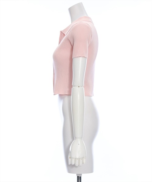 clear（クリア）の「ダブルジップ半袖ニットトップス（ニット/セーター・レディース・ブラック/オフホワイト/ピンク/グレー/パープル系その他/チャコールグレー・F）」の8枚目の写真