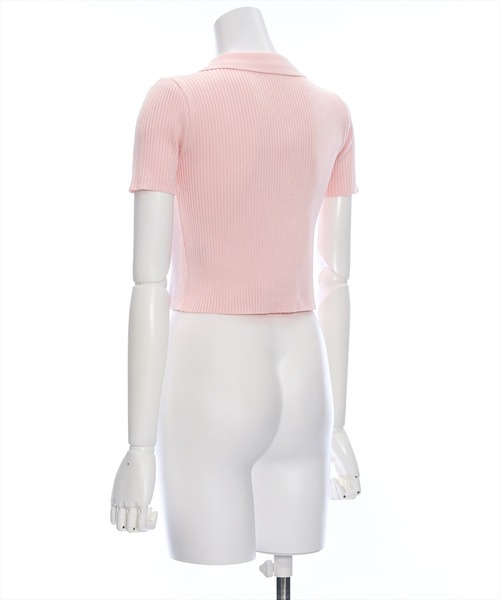 clear（クリア）の「ダブルジップ半袖ニットトップス（ニット/セーター・レディース・ブラック/オフホワイト/ピンク/グレー/パープル系その他/チャコールグレー・F）」の9枚目の写真