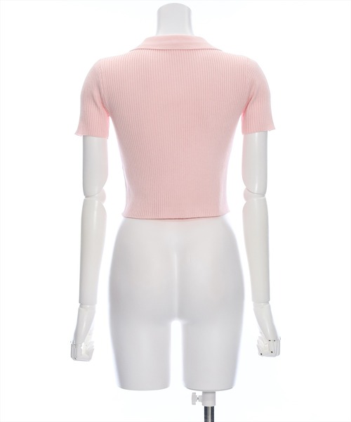 clear（クリア）の「ダブルジップ半袖ニットトップス（ニット/セーター・レディース・ブラック/オフホワイト/ピンク/グレー/パープル系その他/チャコールグレー・F）」の10枚目の写真