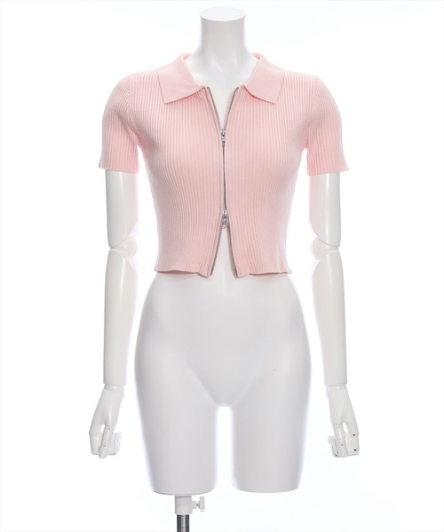 clear（クリア）の「ダブルジップ半袖ニットトップス（ニット/セーター・レディース・ブラック/オフホワイト/ピンク/グレー/パープル系その他/チャコールグレー・F）」の22枚目の写真