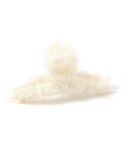 LAKOLE（ラコレ）の「チュールフリルバンスクリップ / 135391（バレッタ/ヘアクリップ・レディース・サンドグレー/オフホワイト/ブラック・FREE）」の2枚目の写真