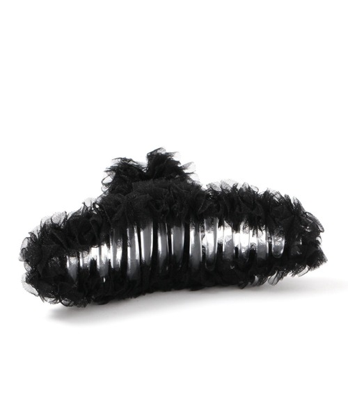 LAKOLE（ラコレ）の「チュールフリルバンスクリップ / 135391（バレッタ/ヘアクリップ・レディース・サンドグレー/オフホワイト/ブラック・FREE）」の4枚目の写真