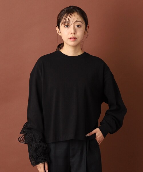 muller of yoshiokubo（ミュラーオブヨシオクボ）の「muller of yoshiokubo（ミュラーオブヨシオクボ）LEAF VEIN TOP（Tシャツ/カットソー・レディース・ブラック・00）」の2枚目の写真