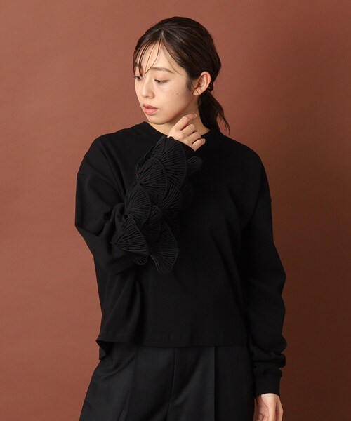 muller of yoshiokubo（ミュラーオブヨシオクボ）の「muller of yoshiokubo（ミュラーオブヨシオクボ）LEAF VEIN TOP（Tシャツ/カットソー・レディース・ブラック・00）」の5枚目の写真