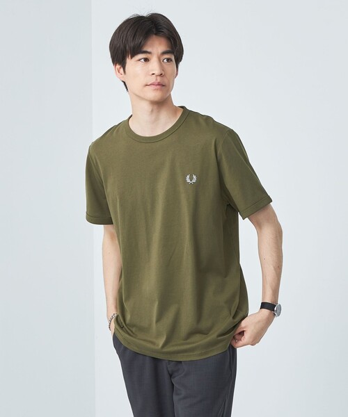 FRED PERRY(フレッドペリー)の「<FRED PERRY>リンガー Tシャツ(Tシャツ/カットソー・メンズ・ダークグリーン/オフホワイト/ライトブルー/ブラック/ネイビー/その他2/マスタード/その他1/ライム/ダークオレンジ・XL/M/L)」の4枚目の写真