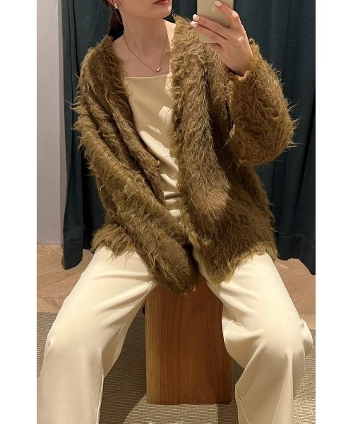 STYLEMIXER(スタイルミキサー)の「【ZOZO限定】ヘアリーカールニットカーデ(カーディガン/ボレロ・レディース・グレー/アイボリー/イエロー系その他・FREE)」の3枚目の写真