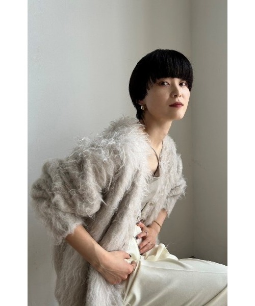 STYLEMIXER(スタイルミキサー)の「【ZOZO限定】ヘアリーカールニットカーデ(カーディガン/ボレロ・レディース・グレー/アイボリー/イエロー系その他・FREE)」の11枚目の写真