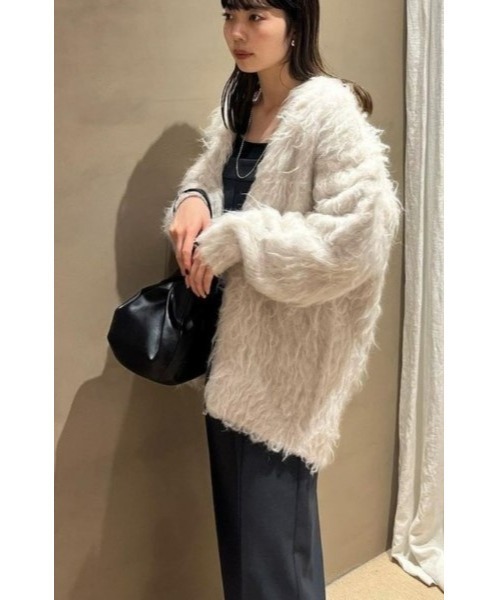 STYLEMIXER(スタイルミキサー)の「【ZOZO限定】ヘアリーカールニットカーデ(カーディガン/ボレロ・レディース・グレー/アイボリー/イエロー系その他・FREE)」の10枚目の写真
