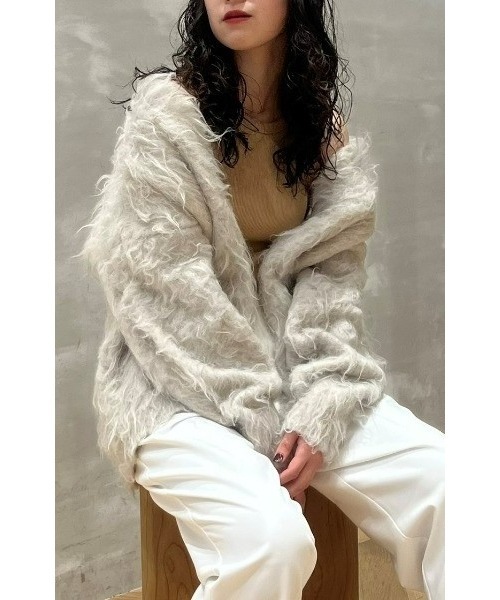 STYLEMIXER(スタイルミキサー)の「【ZOZO限定】ヘアリーカールニットカーデ(カーディガン/ボレロ・レディース・グレー/アイボリー/イエロー系その他・FREE)」の7枚目の写真