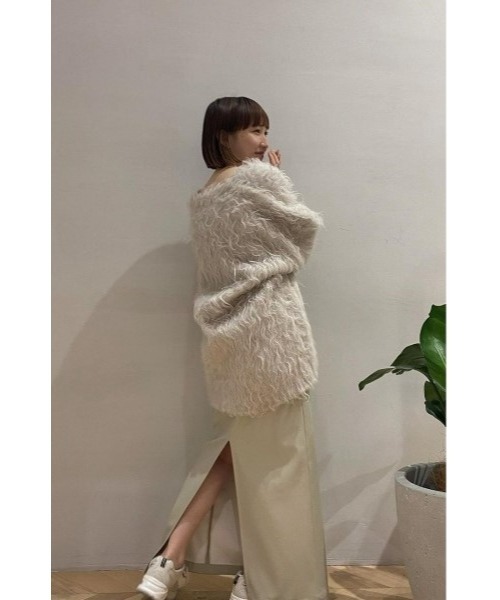 STYLEMIXER(スタイルミキサー)の「【ZOZO限定】ヘアリーカールニットカーデ(カーディガン/ボレロ・レディース・グレー/アイボリー/イエロー系その他・FREE)」の5枚目の写真