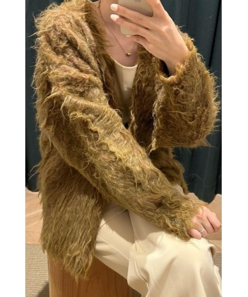 STYLEMIXER(スタイルミキサー)の「【ZOZO限定】ヘアリーカールニットカーデ(カーディガン/ボレロ・レディース・グレー/アイボリー/イエロー系その他・FREE)」の21枚目の写真