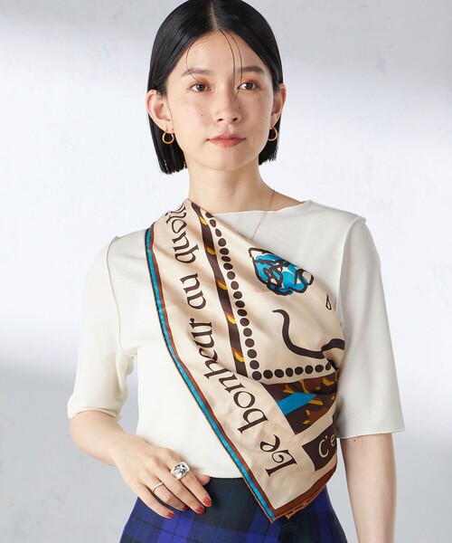 SHIPS(シップス)の「強撚 ピケ スムース ボートネック テレコ カットソー(Tシャツ/カットソー・レディース・オフホワイト/ブラック/ブラウン・ONE SIZE)」の22枚目の写真