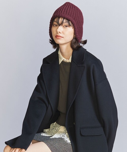 BEAUTY&YOUTH UNITED ARROWS（ビューティーアンドユースユナイテッドアローズ）の「リブ イヤーフラップ ニットキャップ（ニットキャップ/ビーニー・レディース・ワインレッド/ブラック/オフホワイト・FREE）」の6枚目の写真