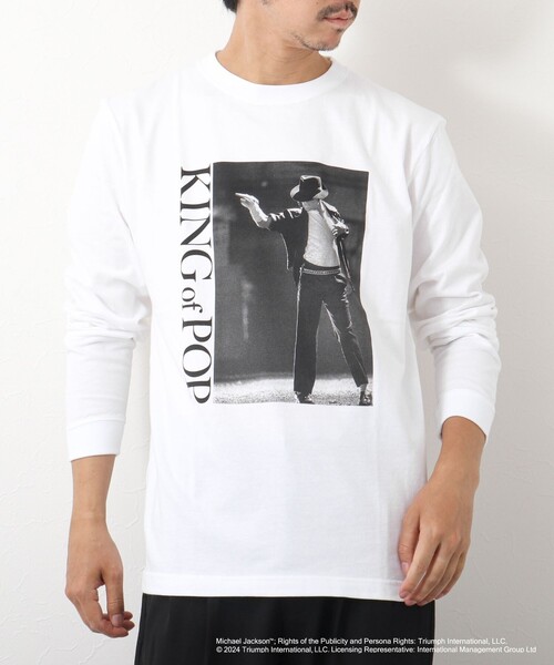 GOOD ROCK SPEED（グッドロックスピード）の「MICHAEL JACKSON PHOTO TEE by GOOD ROCK SPEED（Tシャツ/カットソー・メンズ・ホワイト/チャコールグレー・S/M/L）」の4枚目の写真