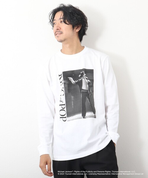 GOOD ROCK SPEED（グッドロックスピード）の「MICHAEL JACKSON PHOTO TEE by GOOD ROCK SPEED（Tシャツ/カットソー・メンズ・ホワイト/チャコールグレー・S/M/L）」の5枚目の写真