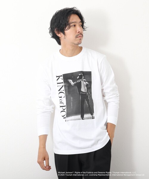 GOOD ROCK SPEED（グッドロックスピード）の「MICHAEL JACKSON PHOTO TEE by GOOD ROCK SPEED（Tシャツ/カットソー・メンズ・ホワイト/チャコールグレー・S/M/L）」の6枚目の写真