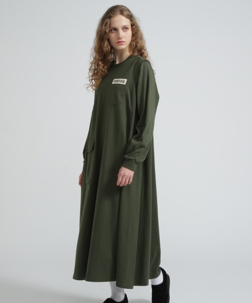 AVIREX（アヴィレックス）の「DIFFERENT FABRICS FATIGUE DRESS/ディファレントファブリックファティーグワンピース（ワンピース・レディース・バーガンディー/ブラック/オリーブ/ブラック系その他・FREE/F）」の21枚目の写真