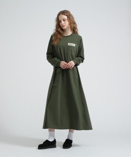 AVIREX（アヴィレックス）の「DIFFERENT FABRICS FATIGUE DRESS/ディファレントファブリックファティーグワンピース（ワンピース・レディース・バーガンディー/ブラック/オリーブ/ブラック系その他・FREE/F）」の22枚目の写真