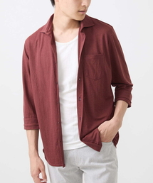 【大きいサイズあり】七分袖シャツ/ミストワッシャーカノコ