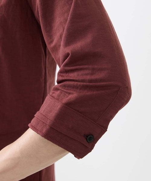 MK MICHEL KLEIN HOMME （エムケーミッシェルクランオム）の「【大きいサイズあり】七分袖シャツ/ミストワッシャーカノコ（シャツ/ブラウス・メンズ・ボルドー/グレー・46/51/48）」の8枚目の写真