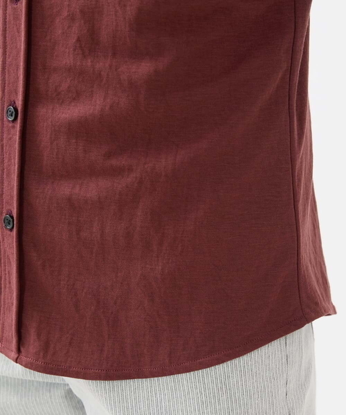 MK MICHEL KLEIN HOMME （エムケーミッシェルクランオム）の「【大きいサイズあり】七分袖シャツ/ミストワッシャーカノコ（シャツ/ブラウス・メンズ・ボルドー/グレー・46/51/48）」の9枚目の写真